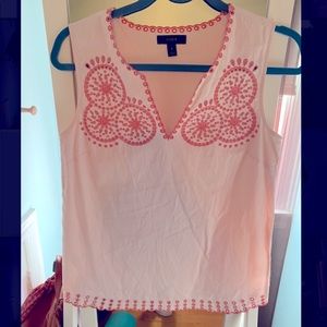 J Crew pink embroidered top